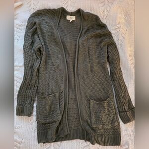 Women's Green Open-Front Sweater